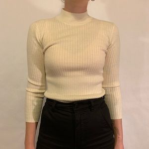 Alexa Chung Ribbed Sweater Mockneck Top
